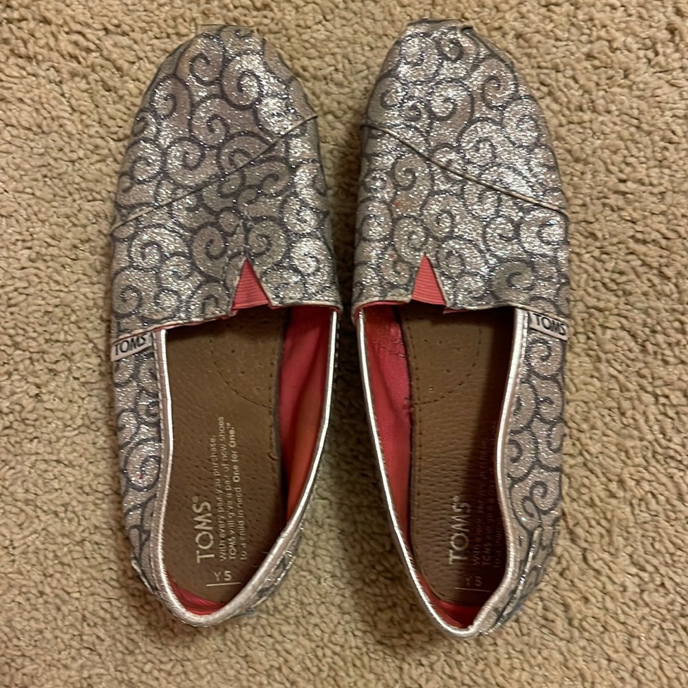 Silver sparkle TOMS shoes